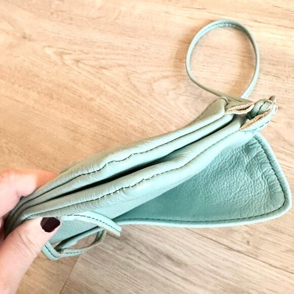 Artisan Handmade Aqua Genuine Leather Small Crossbody Purse - Made In The USA - Picture 11 of 11